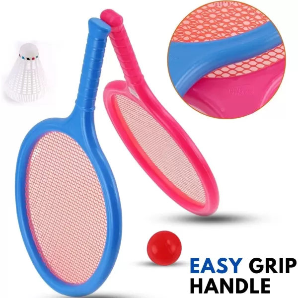 imageBadminton Racket Set for Kids Toddlers with 2 Paddles Ball and Birdie  Junior Kindergarten Student Outdoor Sports Tennis Racquet Play Game Beach Toys