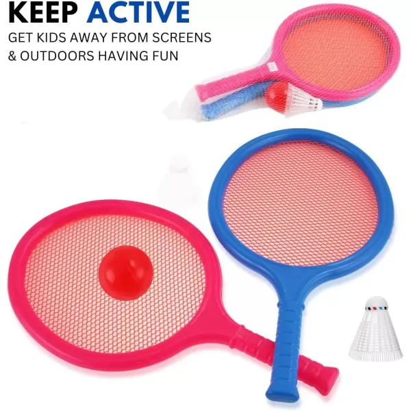 imageBadminton Racket Set for Kids Toddlers with 2 Paddles Ball and Birdie  Junior Kindergarten Student Outdoor Sports Tennis Racquet Play Game Beach Toys
