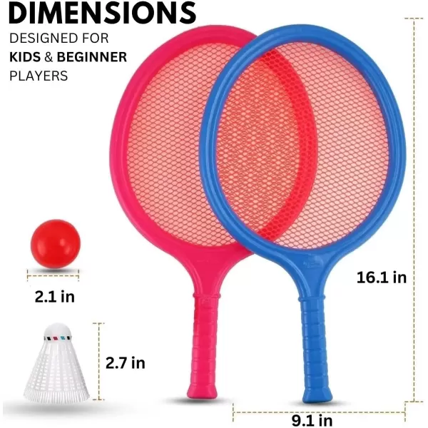 imageBadminton Racket Set for Kids Toddlers with 2 Paddles Ball and Birdie  Junior Kindergarten Student Outdoor Sports Tennis Racquet Play Game Beach Toys