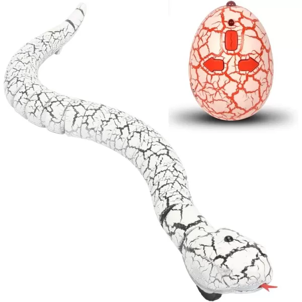 imageLiberty Imports 16 Inch Remote Control Rattle Snake Toy Realistic Reptile Robot with Egg Shaped Infrared Receiver RC Snake Prank Toy Ideal Gift for Kids or for Adults BlackWhite