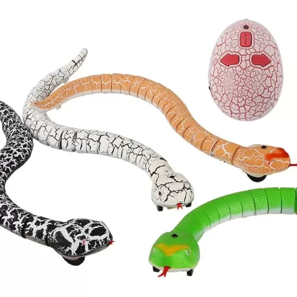 imageLiberty Imports 16 Inch Remote Control Rattle Snake Toy Realistic Reptile Robot with Egg Shaped Infrared Receiver RC Snake Prank Toy Ideal Gift for Kids or for Adults BlackWhite