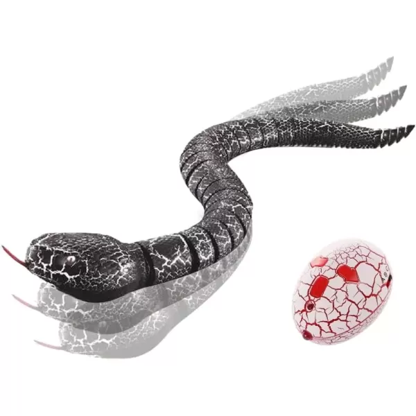 imageLiberty Imports 16 Inch Remote Control Rattle Snake Toy Realistic Reptile Robot with Egg Shaped Infrared Receiver RC Snake Prank Toy Ideal Gift for Kids or for Adults BlackBlack