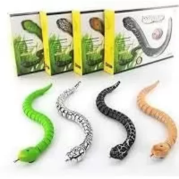imageLiberty Imports 16 Inch Remote Control Rattle Snake Toy Realistic Reptile Robot with Egg Shaped Infrared Receiver RC Snake Prank Toy Ideal Gift for Kids or for Adults BlackWhite