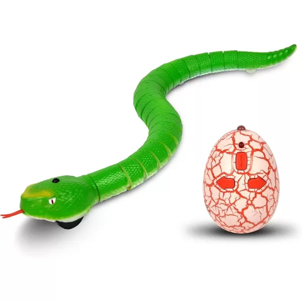 imageLiberty Imports 16 Inch Remote Control Rattle Snake Toy Realistic Reptile Robot with Egg Shaped Infrared Receiver RC Snake Prank Toy Ideal Gift for Kids or for Adults BlackGreen
