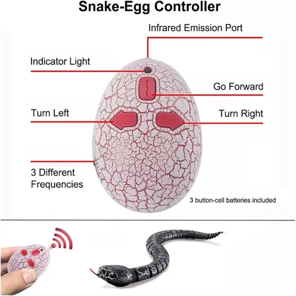 imageLiberty Imports 16 Inch Remote Control Rattle Snake Toy Realistic Reptile Robot with Egg Shaped Infrared Receiver RC Snake Prank Toy Ideal Gift for Kids or for Adults BlackBlack