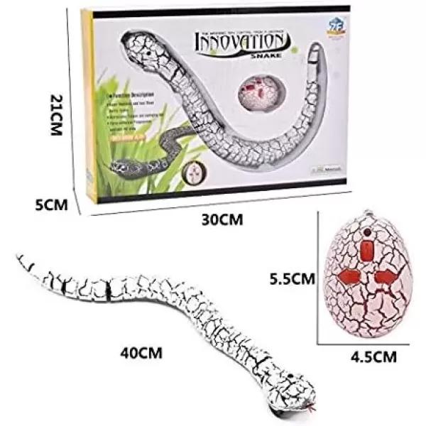 imageLiberty Imports 16 Inch Remote Control Rattle Snake Toy Realistic Reptile Robot with Egg Shaped Infrared Receiver RC Snake Prank Toy Ideal Gift for Kids or for Adults BlackWhite