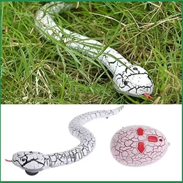 imageLiberty Imports 16 Inch Remote Control Rattle Snake Toy Realistic Reptile Robot with Egg Shaped Infrared Receiver RC Snake Prank Toy Ideal Gift for Kids or for Adults BlackWhite