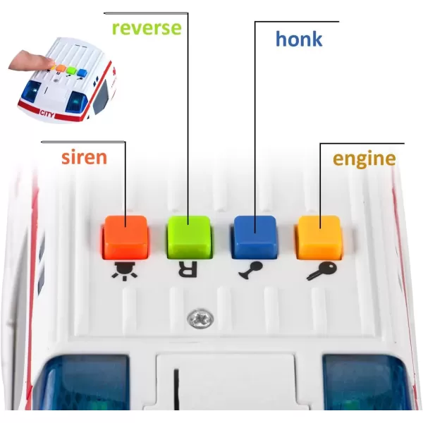 imageLiberty Imports Ambulance Toy Car with LED Lights ampamp Siren Sound Effects  Friction Powered Wheels Plastic Rescue Vehicle Toy for Kids ampamp Toddlers