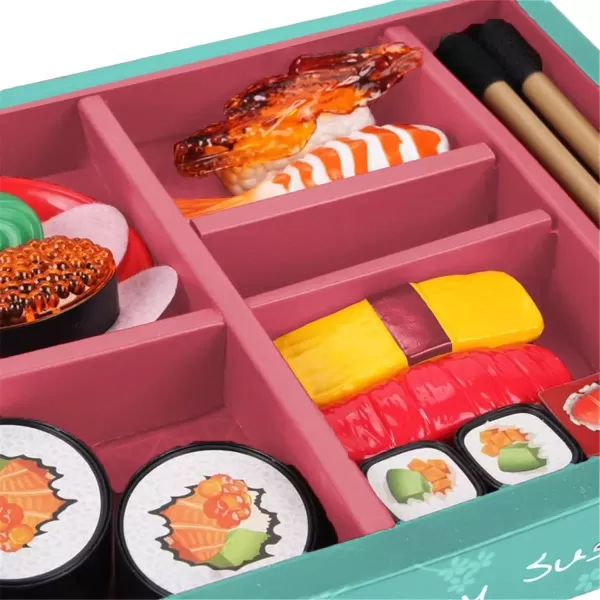 imageLiberty Imports Authentic Japanese Sushi Bento Box Pretend Play Dinner Food Set  19 Piece Cutting Food Toy Play Set for Kids