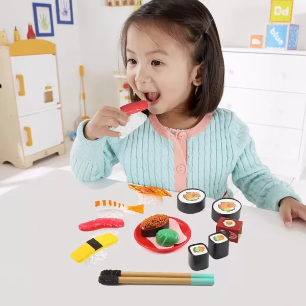 imageLiberty Imports Authentic Japanese Sushi Bento Box Pretend Play Dinner Food Set  19 Piece Cutting Food Toy Play Set for Kids