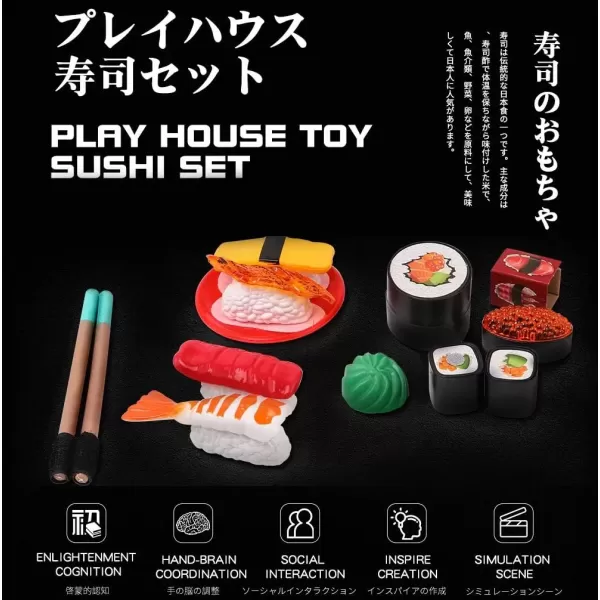 imageLiberty Imports Authentic Japanese Sushi Bento Box Pretend Play Dinner Food Set  19 Piece Cutting Food Toy Play Set for Kids