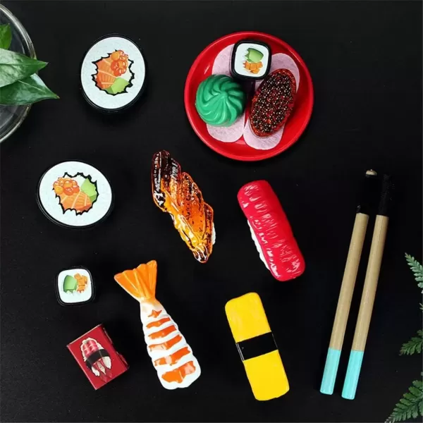 imageLiberty Imports Authentic Japanese Sushi Bento Box Pretend Play Dinner Food Set  19 Piece Cutting Food Toy Play Set for Kids