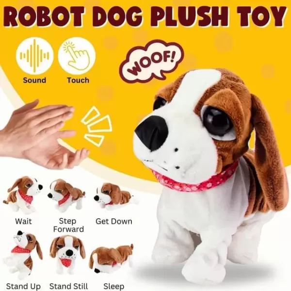imageLiberty Imports Cute Interactive Puppy Dog Plush  Animated Walking Barking Sitting Electronic Toy Pet with Sound and Touch Control  Animal Companion for Kids