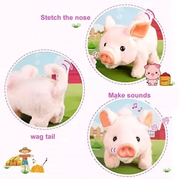 imageLiberty Imports My Pet Pig Electronic Plush Piggy Toy Piglet That Walks Wags Tail Wiggles Nose and Makes Oink Sounds for Kids Boys Girls