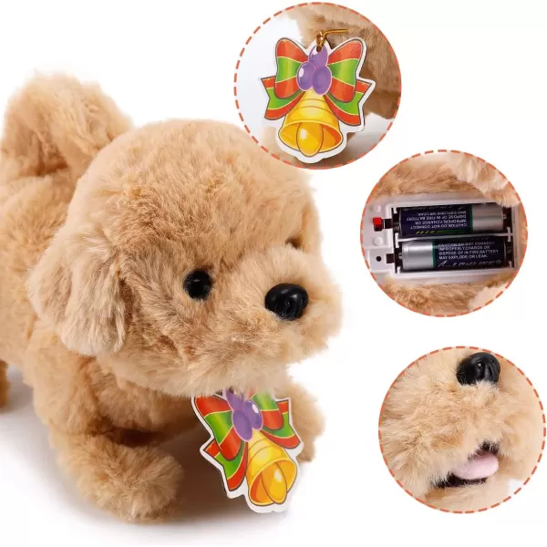 imageLiberty Imports Plush Golden Retriever Toy Puppy Electronic Interactive Pet Dog  Walking Barking Tail Wagging Stretching Companion Animal for Kids