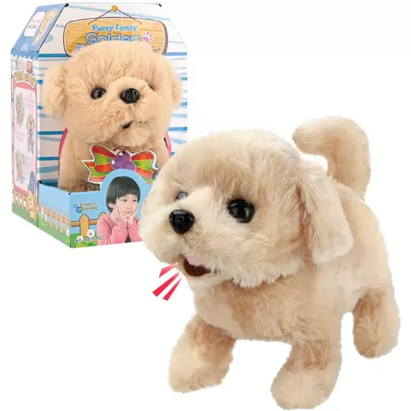 imageLiberty Imports Plush Golden Retriever Toy Puppy Electronic Interactive Pet Dog  Walking Barking Tail Wagging Stretching Companion Animal for Kids