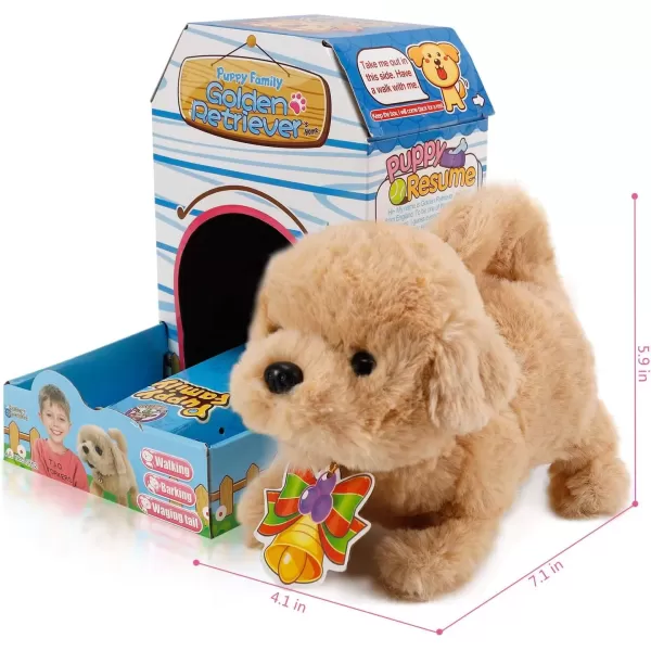 imageLiberty Imports Plush Golden Retriever Toy Puppy Electronic Interactive Pet Dog  Walking Barking Tail Wagging Stretching Companion Animal for Kids