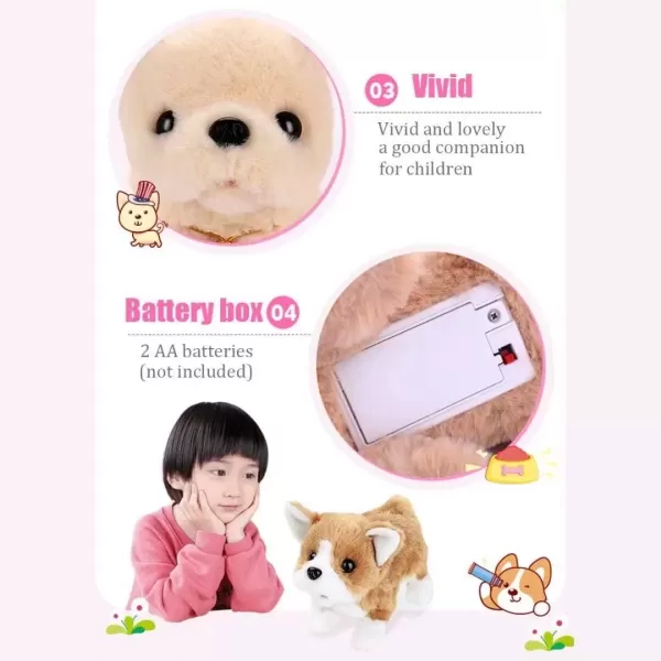 imageLiberty Imports Plush Golden Retriever Toy Puppy Electronic Interactive Pet Dog  Walking Barking Tail Wagging Stretching Companion Animal for Kids