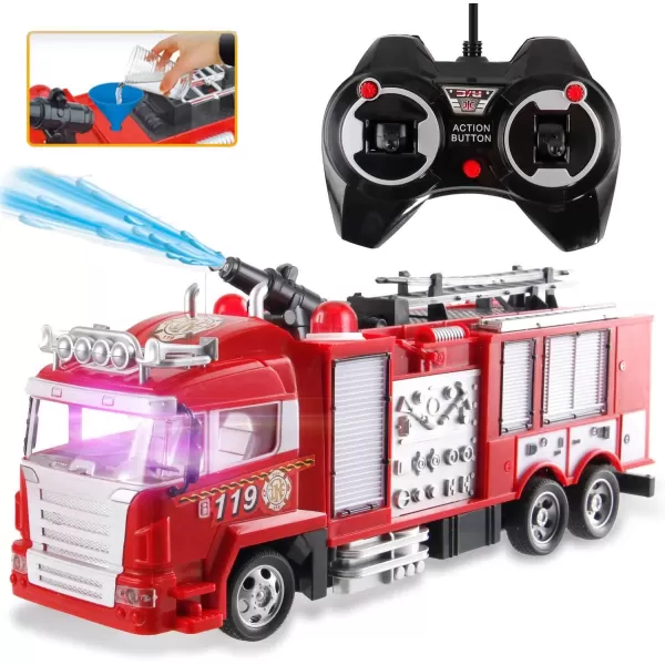 imageLiberty Imports RC Rescue Fire Engine Toy Truck  Radio Control RC Fire Truck with Working Water Pump Shoots and Squirts Water