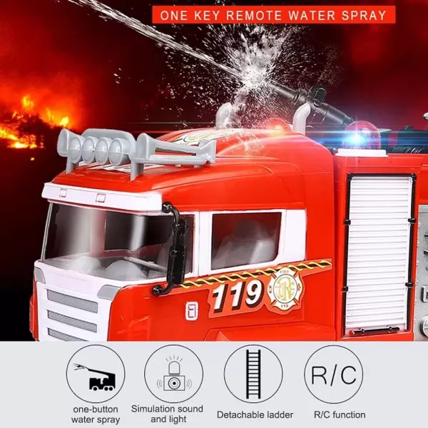 imageLiberty Imports RC Rescue Fire Engine Toy Truck  Radio Control RC Fire Truck with Working Water Pump Shoots and Squirts Water