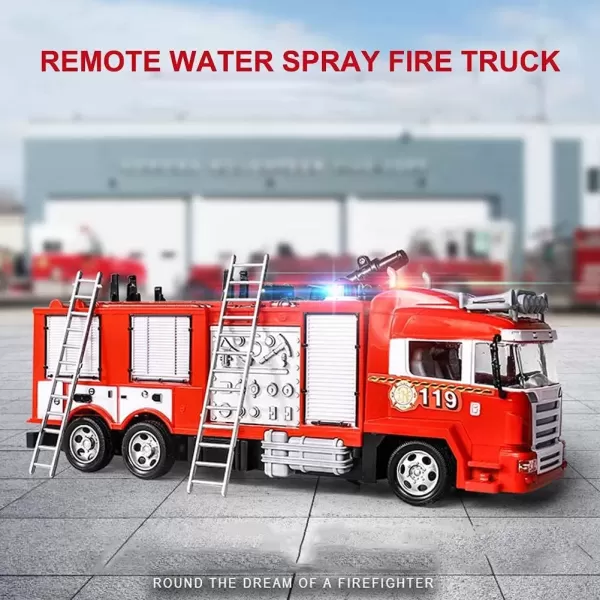 imageLiberty Imports RC Rescue Fire Engine Toy Truck  Radio Control RC Fire Truck with Working Water Pump Shoots and Squirts Water