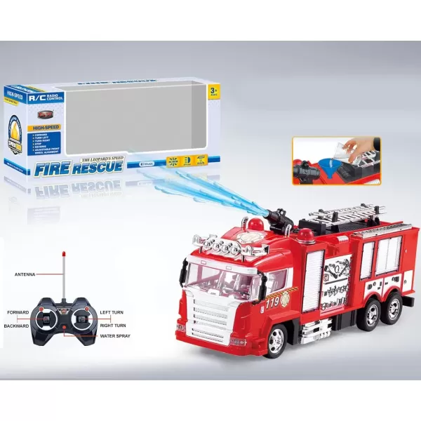 imageLiberty Imports RC Rescue Fire Engine Toy Truck  Radio Control RC Fire Truck with Working Water Pump Shoots and Squirts Water