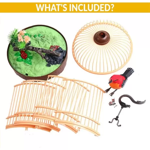 imageLiberty Imports Singing and Chirping Bird Toy in Cage  Realistic Sounds and Movements  Sound Activated