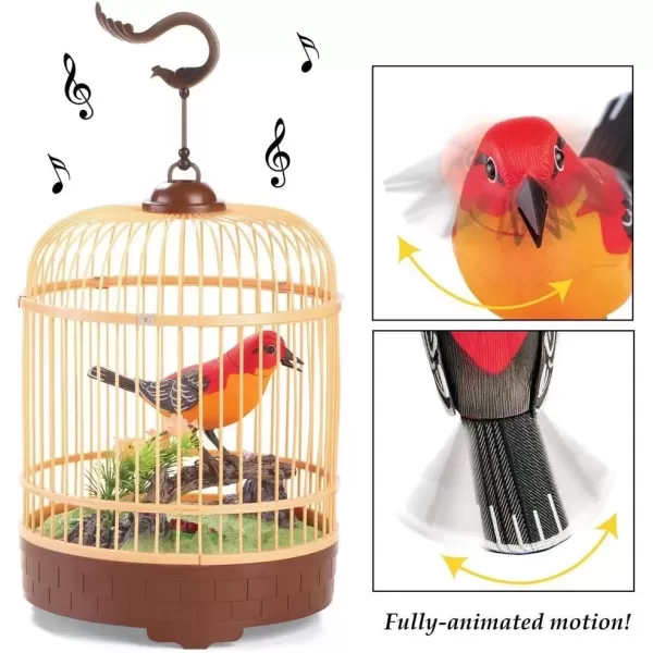 imageLiberty Imports Singing and Chirping Bird Toy in Cage  Realistic Sounds and Movements  Sound Activated