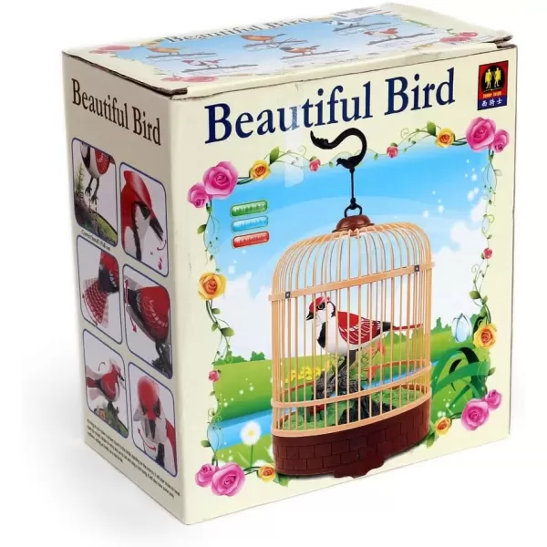 imageLiberty Imports Singing and Chirping Bird Toy in Cage  Realistic Sounds and Movements  Sound Activated