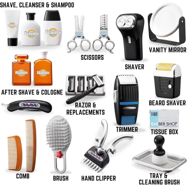 imageMy First Shaving and Grooming Pretend Play Kit  Kids Barber Playset for Boys with Hair Trimmers Dryer Razors and Styling Accessories