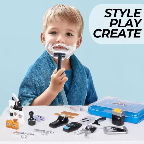 imageMy First Shaving and Grooming Pretend Play Kit  Kids Barber Playset for Boys with Hair Trimmers Dryer Razors and Styling Accessories