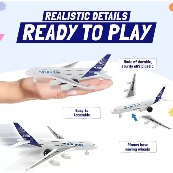 image57 PCS Commercial Airport Playset with Airplane Toys Play Vehicles Fire Trucks Police Cars ampamp Figures and Accessories in Storage Bucket for Kids Imaginative Play