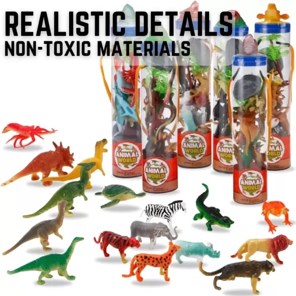 image6 PACK Small Animal Figures Toys 78 Pieces Realistic Mini Dinosaur Insect Sea Farm Reptile Wild Jungle Zoo Plastic Little Creatures Playset Cake Topper Party Favors for Kids Toddlers