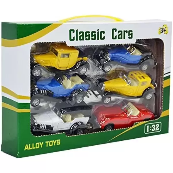 image6 Pack  Diecast Cars Antique Classic American Vehicles with Pullback Action and Openable Doors Collectible Vintage Retro Model Cars Toy for Display and Gifts for Kids 132 Scale