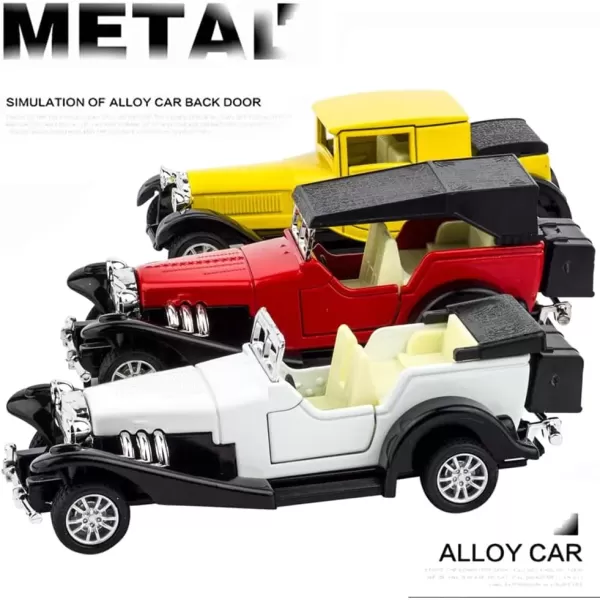 image6 Pack  Diecast Cars Antique Classic American Vehicles with Pullback Action and Openable Doors Collectible Vintage Retro Model Cars Toy for Display and Gifts for Kids 132 Scale
