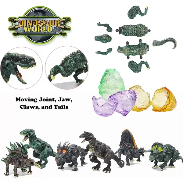 imageLiberty Imports 12 PCS 3D Dinosaur Plasma Action Figures Realistic Figurine Puzzles in Jurassic Hatching Eggs  Ideal Kids Toy Party Favors Bulk Supplies