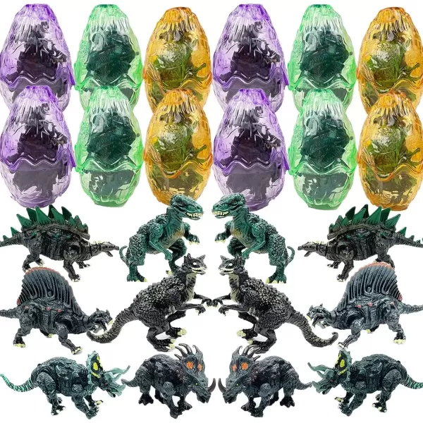 imageLiberty Imports 12 PCS 3D Dinosaur Plasma Action Figures Realistic Figurine Puzzles in Jurassic Hatching Eggs  Ideal Kids Toy Party Favors Bulk Supplies