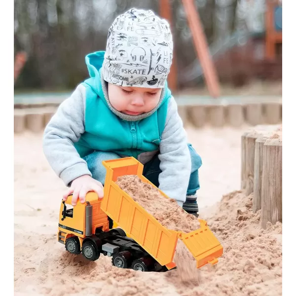 imageLiberty Imports 15quot Oversized Dump Truck Toy for Kids Play 122 Scale Big Friction Powered Toy Construction Vehicle with Lifting Dumping Bed