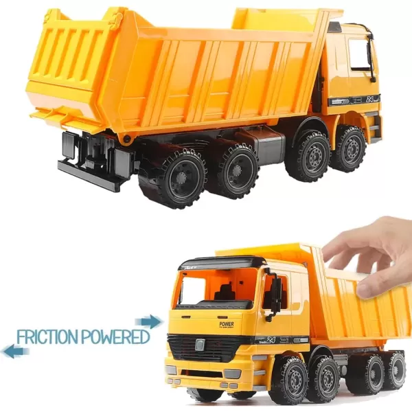 imageLiberty Imports 15quot Oversized Dump Truck Toy for Kids Play 122 Scale Big Friction Powered Toy Construction Vehicle with Lifting Dumping Bed