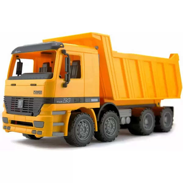 imageLiberty Imports 15quot Oversized Dump Truck Toy for Kids Play 122 Scale Big Friction Powered Toy Construction Vehicle with Lifting Dumping Bed