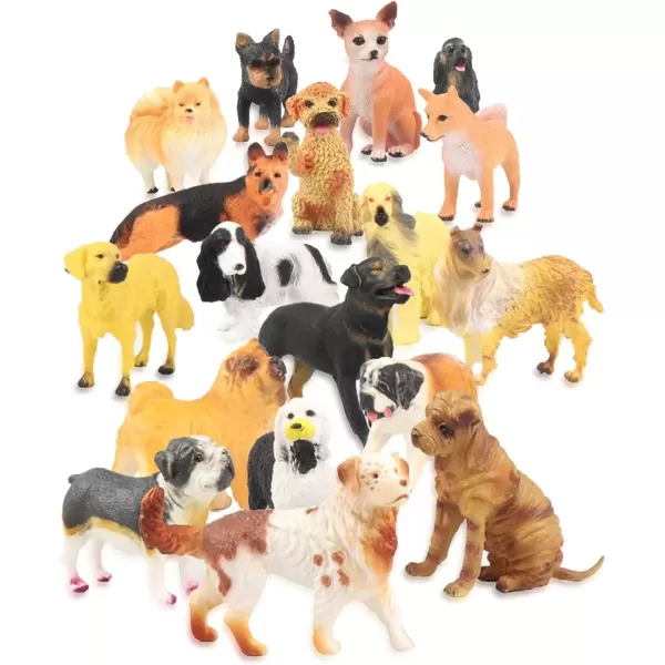 imageLiberty Imports 18 PCS Large Dog Figurines Playset 4quot Toy Pet Puppy Realistic Play Figures Canine Bulk Animal Variety Cake Toppers Party Favors for Kids