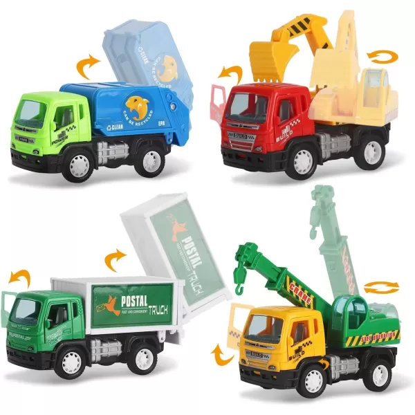 imageLiberty Imports 6 Pack Pullback City Builder Toy Construction Play Vehicles for Kids  Dump Truck Cement Mixer Garbage Truck Excavator Crane Postal Truck