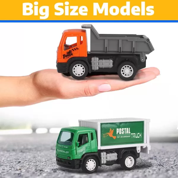 imageLiberty Imports 6 Pack Pullback City Builder Toy Construction Play Vehicles for Kids  Dump Truck Cement Mixer Garbage Truck Excavator Crane Postal Truck