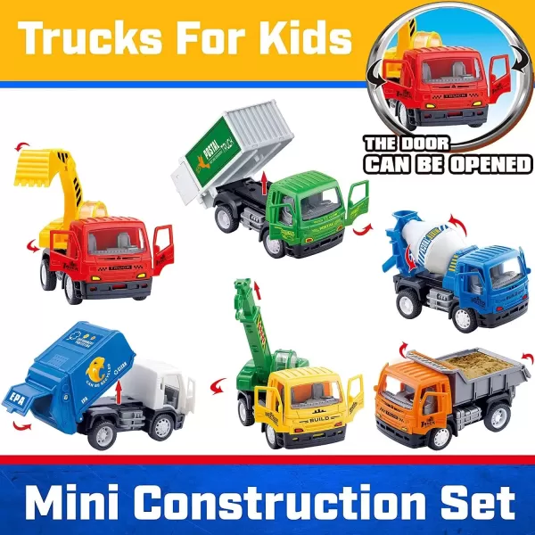 imageLiberty Imports 6 Pack Pullback City Builder Toy Construction Play Vehicles for Kids  Dump Truck Cement Mixer Garbage Truck Excavator Crane Postal Truck