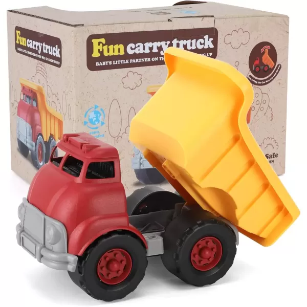 imageLiberty Imports Big Plastic Dump Truck  Tough Construction Kids Toy Vehicle for Toddlers Boys Imaginative Pretend Play Yellow and Red