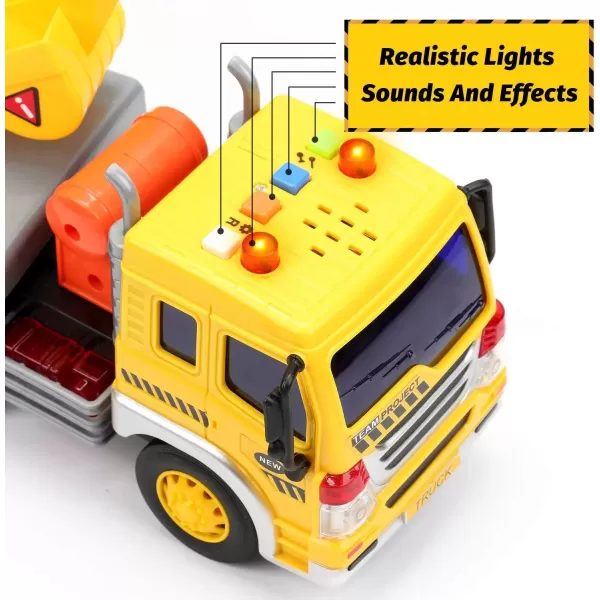 imageLiberty Imports Big Rig Tractor Trailer Low Boy Transport Flat Bed with Excavator Toy Trucks Combo Semi Truck with Lights and Sounds Flatbed Push and Go Construction Vehicle for Kids