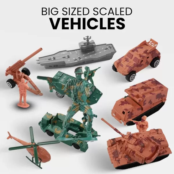 imageLiberty Imports Military Air Force Navy Deluxe Action Figures Army Men Soldiers Playset with Scaled Vehicles 73 pcs