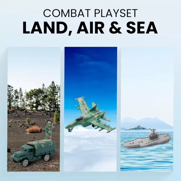 imageLiberty Imports Military Air Force Navy Deluxe Action Figures Army Men Soldiers Playset with Scaled Vehicles 73 pcs