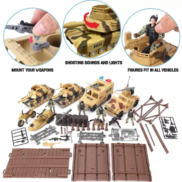 imageLiberty Imports Military Toys Army Action Combat Zone  42 Piece Huge Playset with Large Tanks Boat Motorcycle Trucks Soldier Figures and Accessories