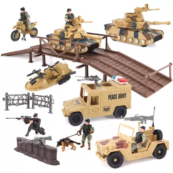 imageLiberty Imports Military Toys Army Action Combat Zone  42 Piece Huge Playset with Large Tanks Boat Motorcycle Trucks Soldier Figures and Accessories